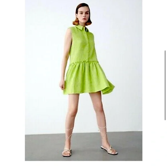 Zara | Dresses | Zara Green Mini Tweed Dress | Poshmark